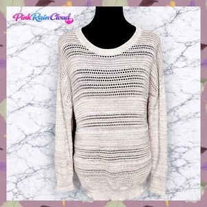 Loft Tan Open Knit Cotton Pullover Layering Sweater Women’s Large PinkRainCloud
